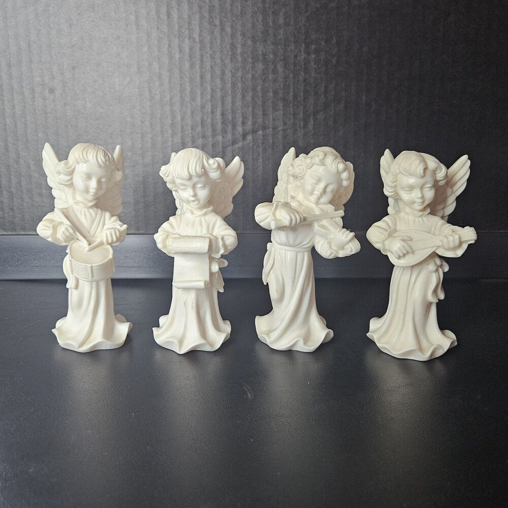 Set of 4 VTG Bianchi G Ruggeri Cherub Angel Musician Figurines Made In Italy